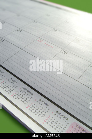 desktop calendar showing Christmas day marked in red Stock Photo