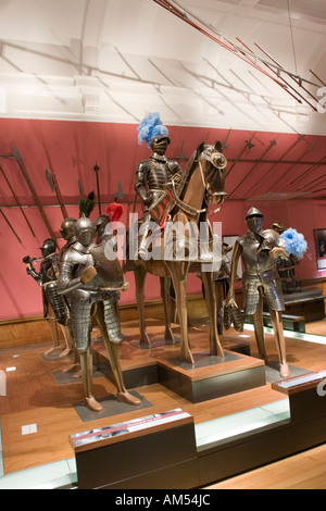 Display of armour in the Kelvingrove Museum Glasgow Scotland