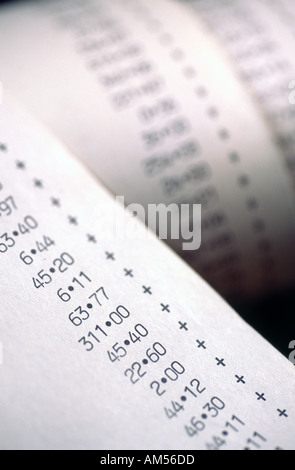 Adding machine print out Stock Photo