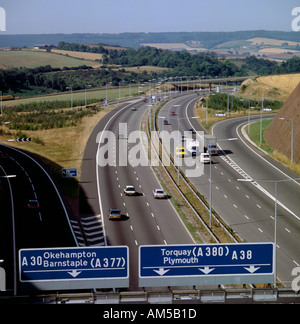 View of the M5 motorway near Exeter, Devon, England, UK. Stock Photo