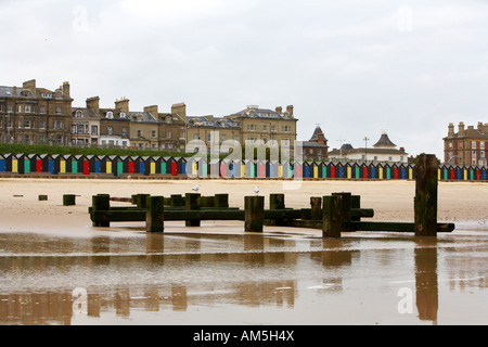 LOWESTOFT SOUTH BEACH FROM THE SEA IN WINTER Stock Photo