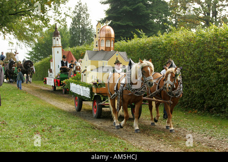 Leonardi horse parade, Thambach near Gars, Upper Bavaria, Germany Stock Photo