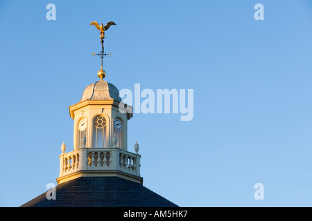 Washington DC Georgetown. Classic cupola and clocktower with golden eagle weathervane of small bank building Stock Photo