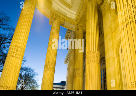 Covered Portico of the DAR Memorial Continental Hall building in Washington DC at dusk. Stock Photo