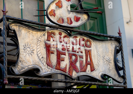 Kiosco de la Feria, shop kiosk sign near the Plaza Dorrego (Square) market, Buenos Aires, Argentina Stock Photo
