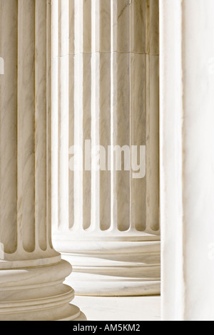 White marble columns of the U.S. Supreme Court Building in Washington D.C. Stock Photo