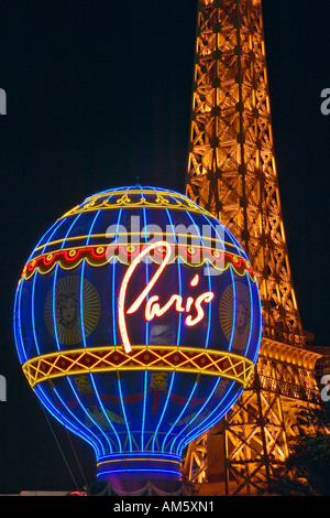 Paris Casino Balloon and Eiffel Tower neon lights Las Vegas NV Stock Photo  - Alamy