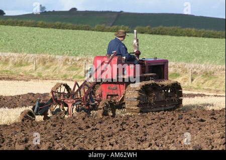 Tractor ploughing at the 2007 Scottish Ploughing Championships held at Pusk Farm, Balmullo, St Andrews, Fife, Scotland, UK Stock Photo