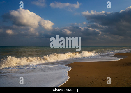 Evening mood, beach of Peniscola, Costa Azahar, Spain, Europe Stock Photo