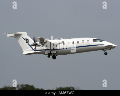 Piaggio P-180 Avanti aircraft of the Aeronautica Militare Italiana or Italian Air Force taking off Stock Photo