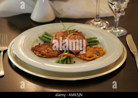 Bacon-wrapped fillet of beef Stock Photo