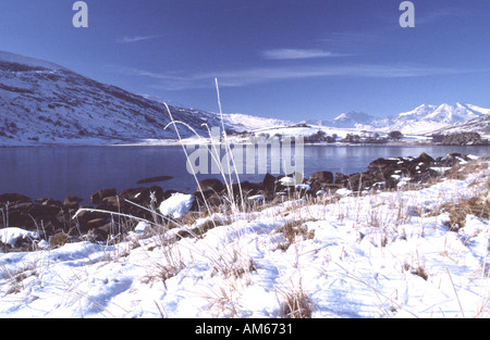 Mount Snowdon from Llyn Mymbwyr Stock Photo