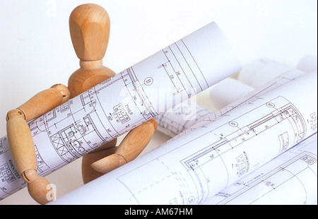 Architects plans Stock Photo