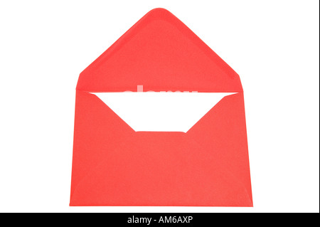 Red envelope isolated against white. Stock Photo