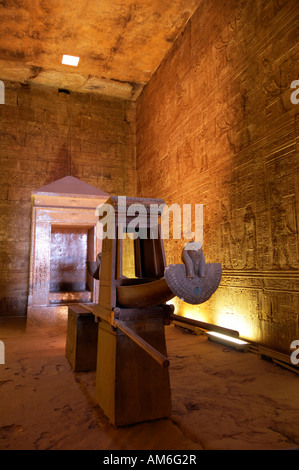 Barge of Horus in sanctuary Ptolemic temple of Horus Edfu Egypt North Africa Stock Photo