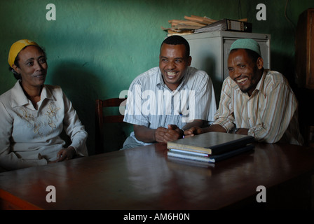 Ethiopian members of Haro Coffee co-operative, Ethiopia in the co-operative office Stock Photo