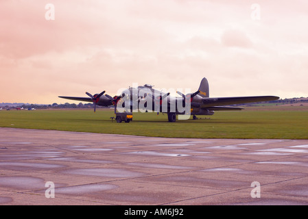 B17G Flying Fortress Bomber Sally B at sunset at Duxford Air Museum UK Stock Photo