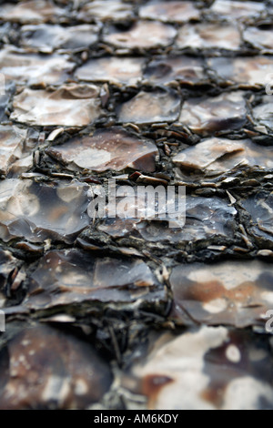 close up of a flint stone wall Stock Photo