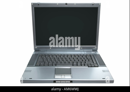 Widescreen Laptop computer isolated on a white background with clipping path for both laptop and screen Stock Photo
