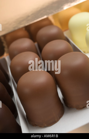 Chocolate kisses in a box Stock Photo