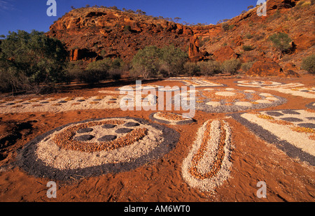 Aboriginal sand painting outback Australia Stock Photo