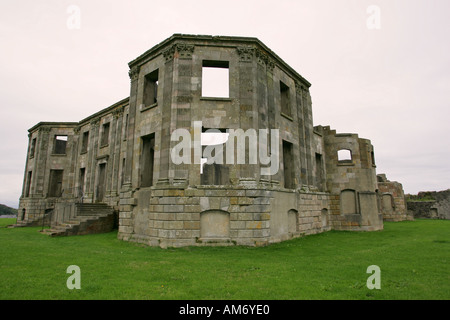 Closeup frontal view of the ruins and estate of 18th century Downhill House, a popular Northern Ireland tourist attraction Stock Photo