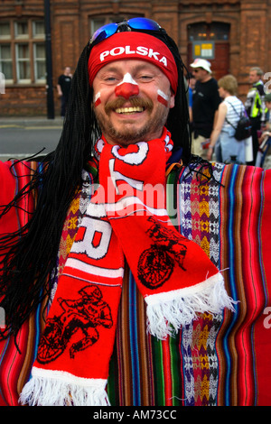 Polish speedway fan at the Speedway Grand Prix in the Millennium Stadium Cardiff South Wales UK Stock Photo