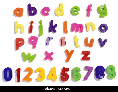 Coloured alphabet letters and numbers Stock Photo