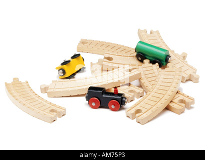 A wooden toy train set Stock Photo