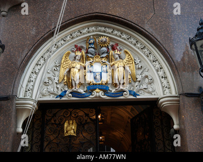 The Guild Crest above the entrance to Tallow Chandlers Hall, Dowgate Hill, London, EC4R 2SH Stock Photo