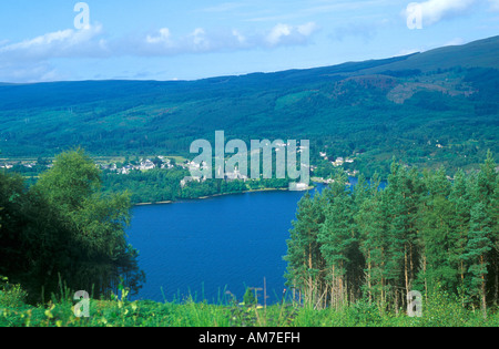 panoramic view of Loch Ness and Fort Augustus in Scotland Stock Photo