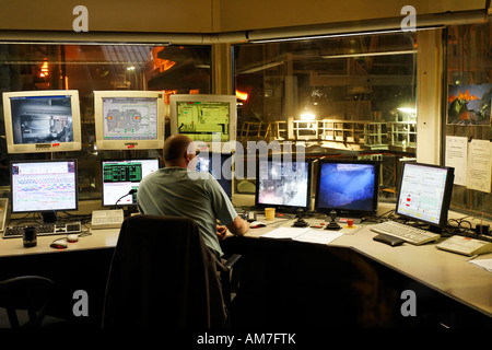 Control centre at the steel mill HKM, Duisburg-Ehingen, NRW, Germany Stock Photo