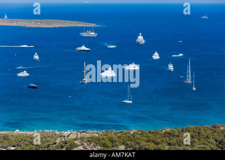 Sailing yachts and ocean-going yachts, Costa Smeralda Coast, Sardinia, Italy Stock Photo