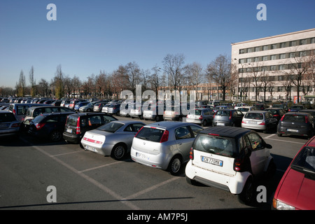 Parking lot in front of the FIAT factory in Turin Stock Photo