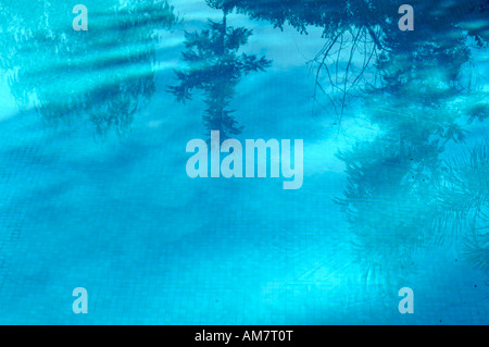 Reflections in an outdoor swimming pool Stock Photo