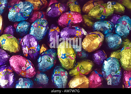A sectarian, non-religious Easter image of some of the things kids worldwide go for: candy, goodies, bunnies and Easter eggs. Stock Photo