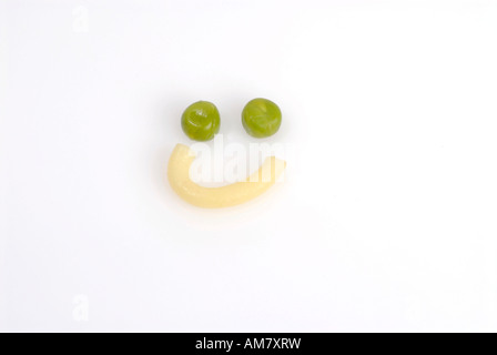 Face made of peas and pasta Stock Photo