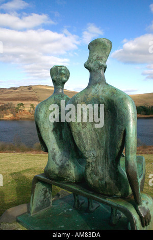 King and Queen Sculpture by Henry Moore at Glenkiln Reservoir Dumfriesshire Scotland Stock Photo