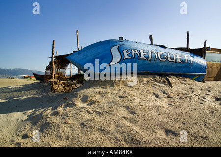 Serengueti beach bar near Tarifa Stock Photo