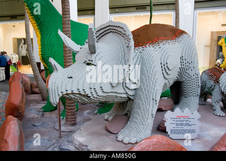 Minnesota USA Minneapolis LEGO Triceratops three horned Dinosaurs in the Mall of America in Minneapolis November 2006 Stock Photo