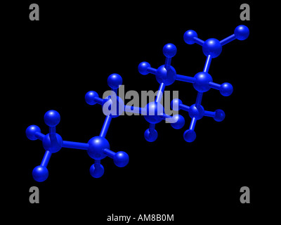 Blue 3d illustration of a molecule (amino acid lysine). Stock Photo