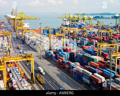 Aeriel view at the PSA Shipping Terminal in Singapore Stock Photo