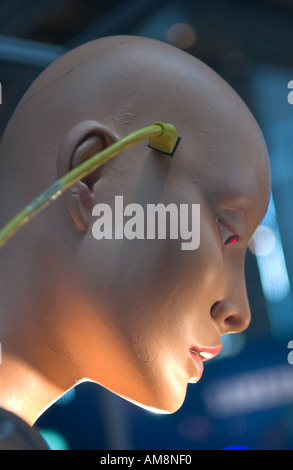 mannequin head connected to ethernet cable Stock Photo