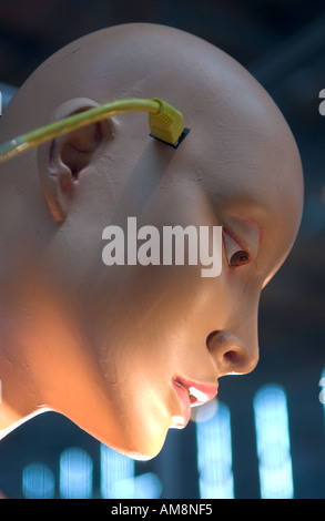 mannequin head connected to ethernet cable Stock Photo
