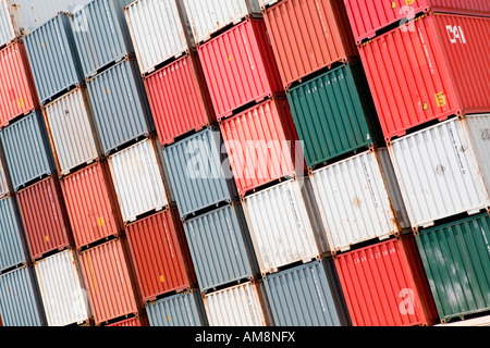 Containers stacked in the Port of Singapore Stock Photo