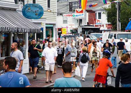 Tourists shopping along Commerce Street Provincetown Cape Cod MA Stock Photo