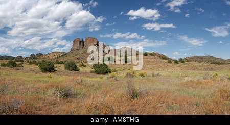Landscape panorama and rock formations along Great Divide Mountain Bike Route in Rio Grande National Forest, Southern Colorado. Stock Photo