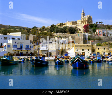 MT - ISLAND OF GOZO: Mgarr Harbour and Our Lady of Lourdes Stock Photo