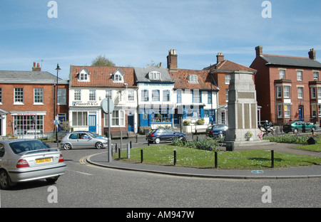 Dereham town centre and war memorial, Norfolk. Stock Photo