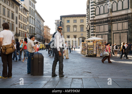 Fashionable Man on the Street, Florence, Italy. Stock Photo